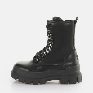 Women BUFFALO Ankle Boots^Aspha Chain Laceup Mid Ankle-Boot Vegan