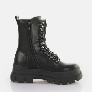 Women BUFFALO Ankle Boots^Aspha Chain Laceup Mid Ankle-Boot Vegan