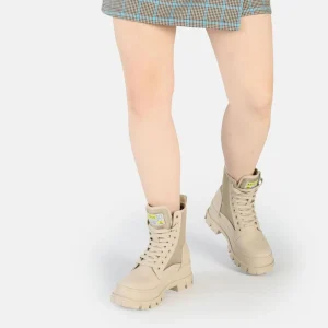 Women BUFFALO Ankle Boots^Aspha Com2 Laceup Mid Ankle-Boot Vegan