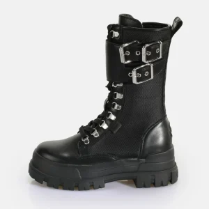 Women BUFFALO Vegan Shoes^Aspha Com Steel Laceup Hi - Vegan Nappa/Nylon -