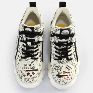 Women BUFFALO Vegan Shoes^Cld Corin Graffiti Sneakers Low Vegan