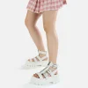Women BUFFALO Vegan Shoes^Gld Zip Platform Sandals Vegan