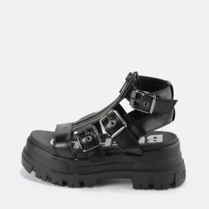 Women BUFFALO Vegan Shoes^Gld Zip Platform Sandals Vegan