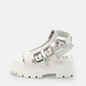 Women BUFFALO Vegan Shoes^Gld Zip Platform Sandals Vegan