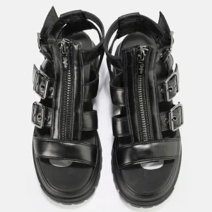 Women BUFFALO Vegan Shoes^Gld Zip Platform Sandals Vegan