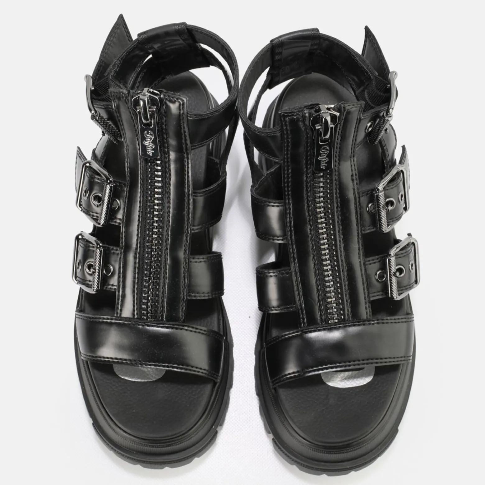 gld_zip_platform_sandals_vegan_2.webp Women BUFFALO Vegan Shoes^Gld Zip Platform Sandals Vegan