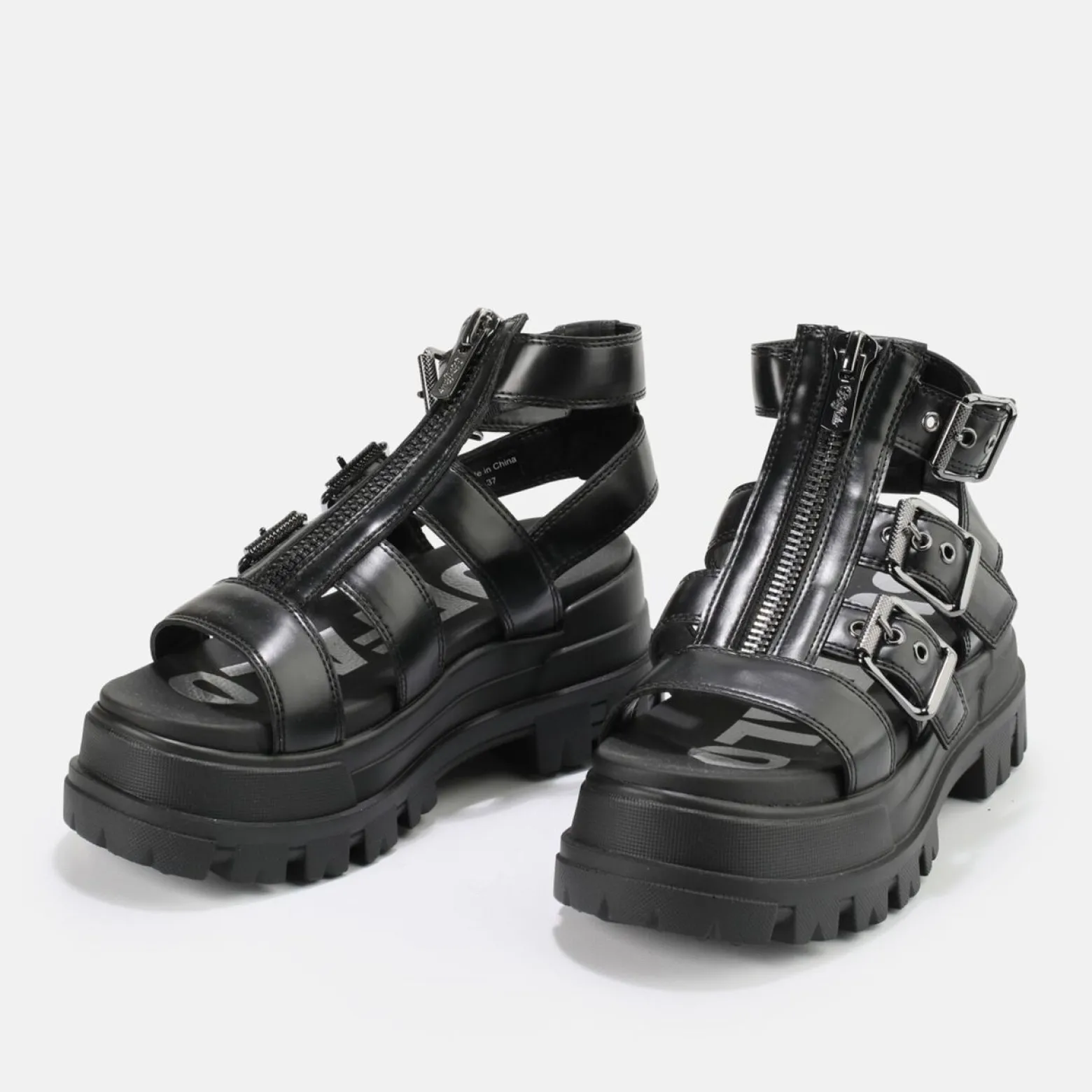 gld_zip_platform_sandals_vegan_3.webp Women BUFFALO Vegan Shoes^Gld Zip Platform Sandals Vegan