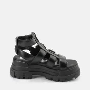 Women BUFFALO Vegan Shoes^Gld Zip Platform Sandals Vegan