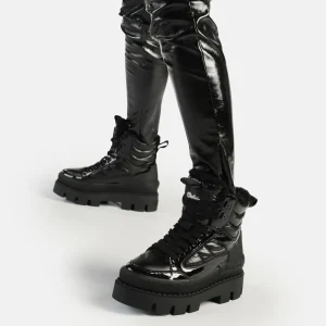 Women BUFFALO Vegan Shoes^Raven Snow Laceup Mid Ankle-Boot Vegan