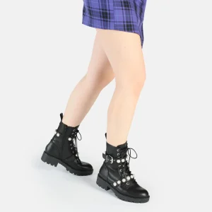 Women BUFFALO Ankle Boots^Wave Pearl Laceup Mid Boot Vegan