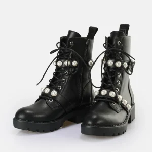 Women BUFFALO Ankle Boots^Wave Pearl Laceup Mid Boot Vegan